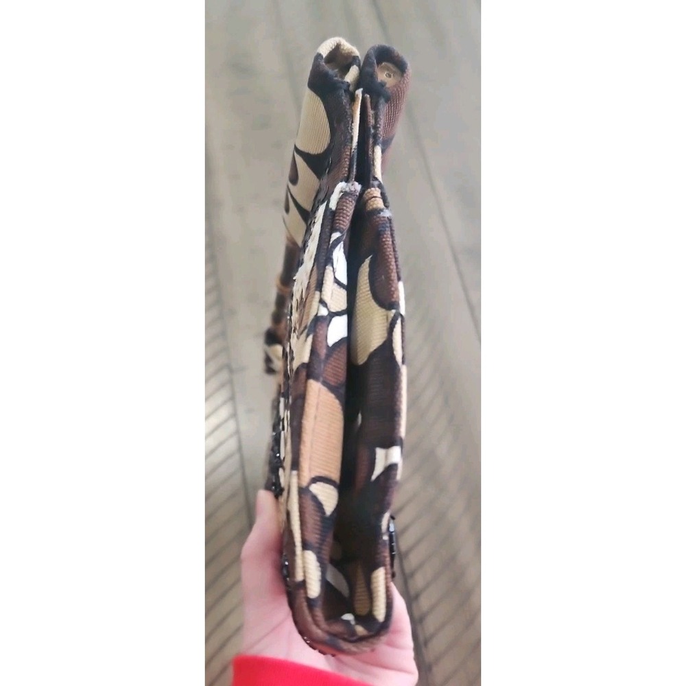 The Limited Handbag Neutral Sequin Floral Clutch Bamboo Handles Mod Chic Coastal - Picture 9 of 16